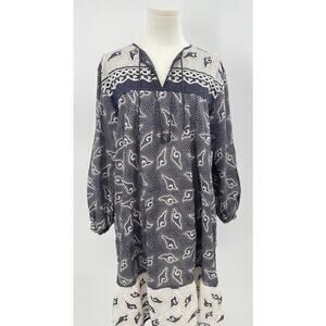 Matta Zaira Navy White Polka Dot Block Print Dress Caftan Airy Midi S Small